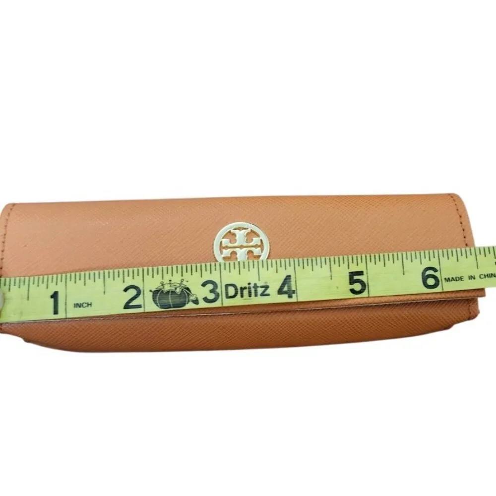 Tory Burch Orange Leather Glasses Case Hard Sunglasses Holder Eyewear Case
